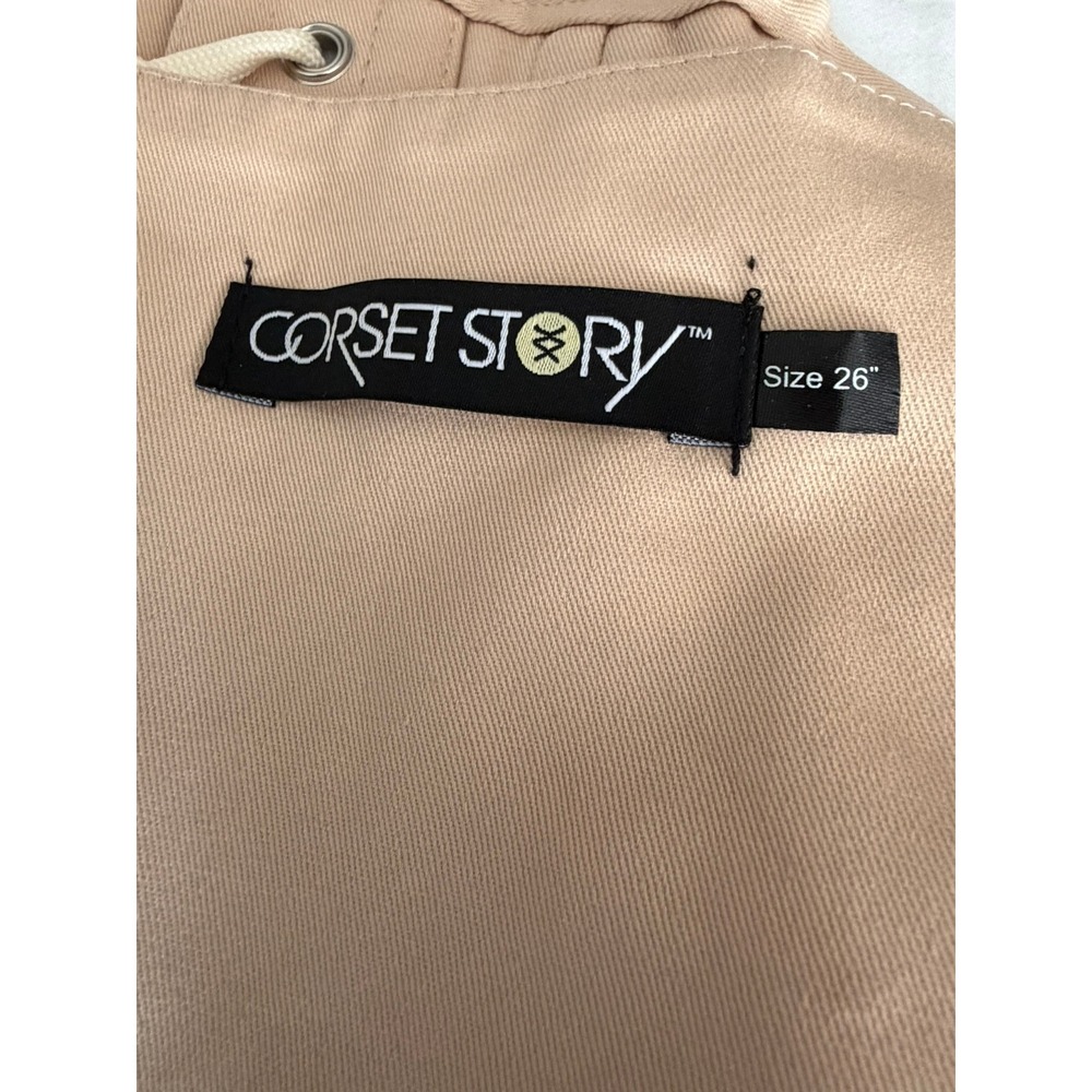 Corset Story Beige Cotton Underbust Corset Steel Boned Waist Cincher Milkmaid - Picture 10 of 11